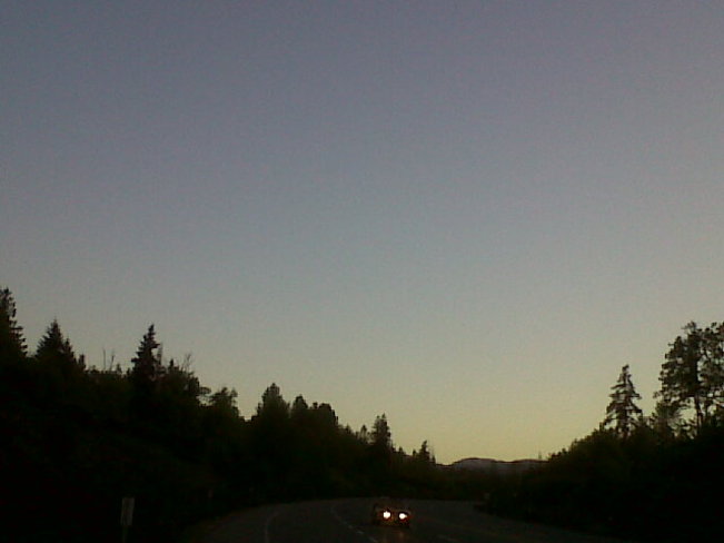 sun setting on Comox Valley Passway. Courtenay, British Columbia Canada
