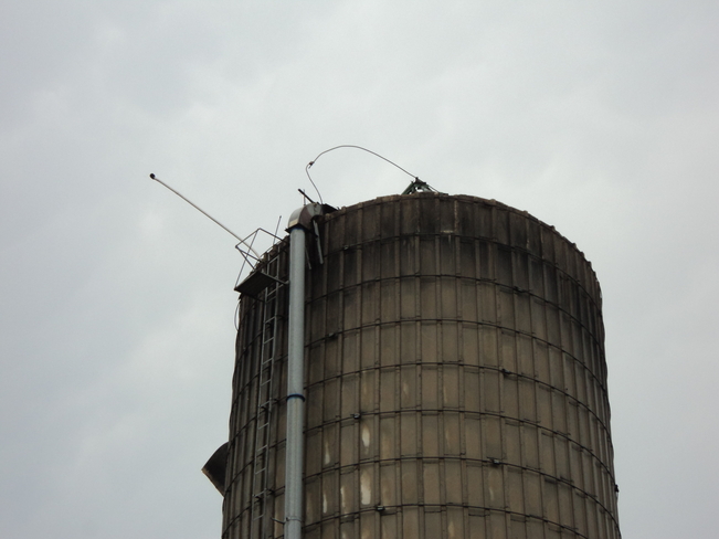 Silo top ripped off in Storm Dalston, Ontario Canada