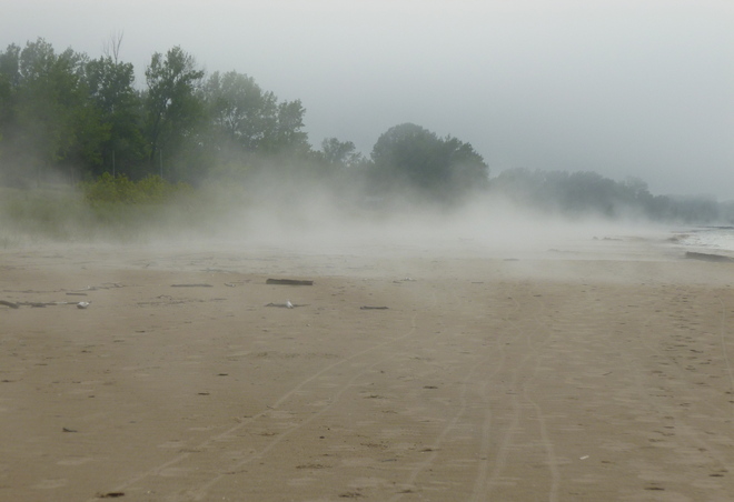 Ipperwash Beach in the mist Port Franks, Ontario Canada