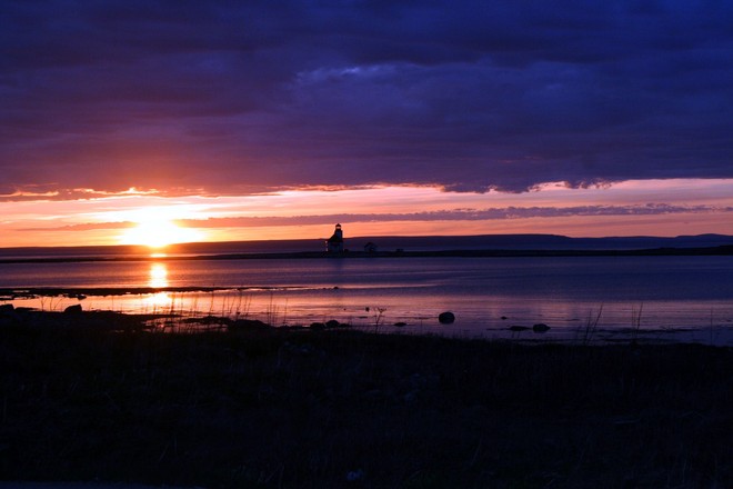 Sunset over the lighthouse Flower's Cove, Newfoundland and Labrador Canada