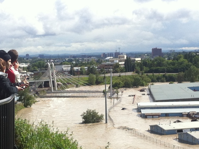 a picture of the now flooded stampede grounds Calgary, Alberta Canada