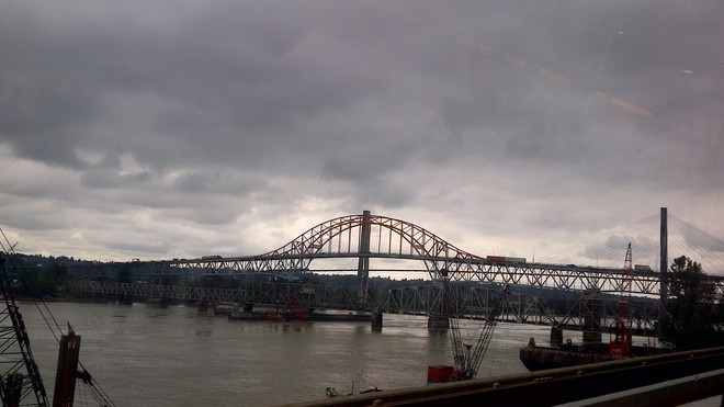 Pattullo Bridge on a cloudy day New Westminster, British Columbia Canada
