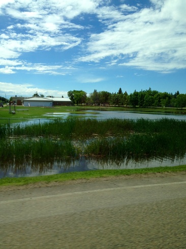 Rain on a baseball field Redvers, Saskatchewan Canada