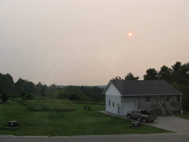 Smoke haze all day Bracebridge, Ontario Canada