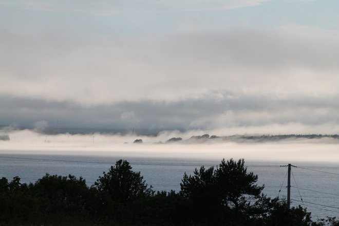 fog setting in Sydney, Nova Scotia Canada