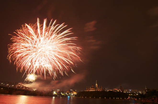 Fireworks at parliament Ottawa, Ontario Canada