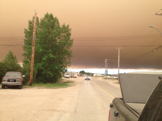 Forest fire smoke over Gillam Gillam, Manitoba Canada