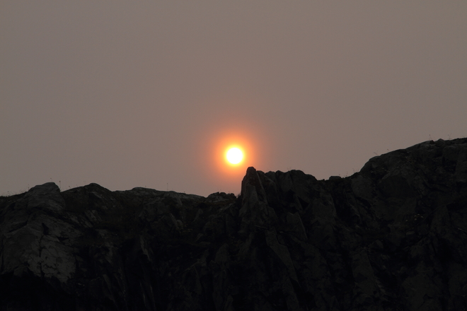 Smoke obscuring the sun Brigus, Newfoundland and Labrador Canada