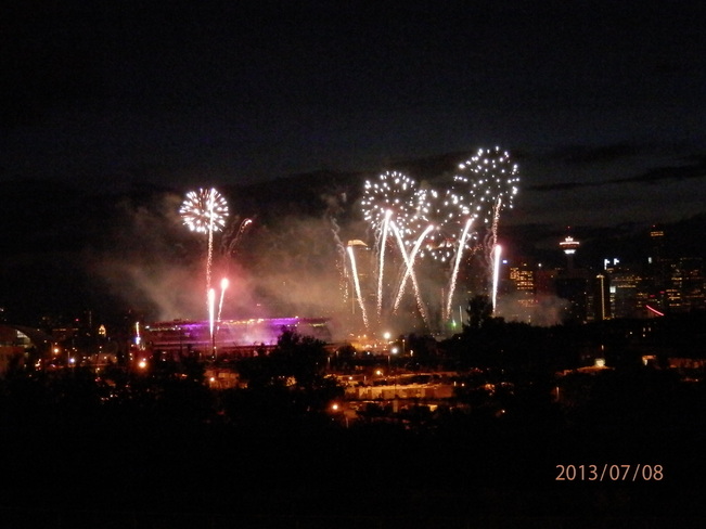 Stampede fireworks patio Calgary, Alberta Canada