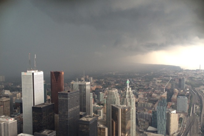 Monday's storm from CN Tower Toronto, Ontario Canada