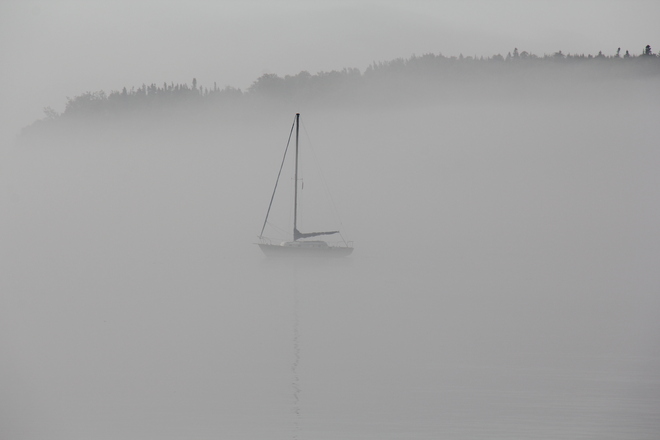Foggy morning Tadoussac, Quebec Canada