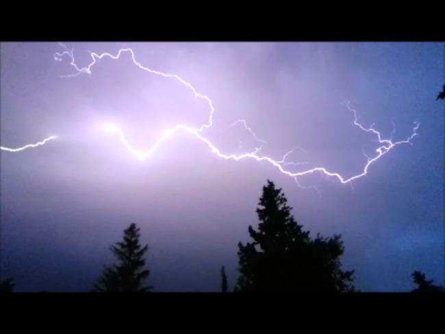 Big lightning overhead Red Deer, Alberta Canada