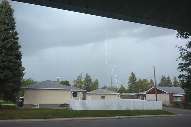 the first shot of three lightning Lethbridge, Alberta Canada