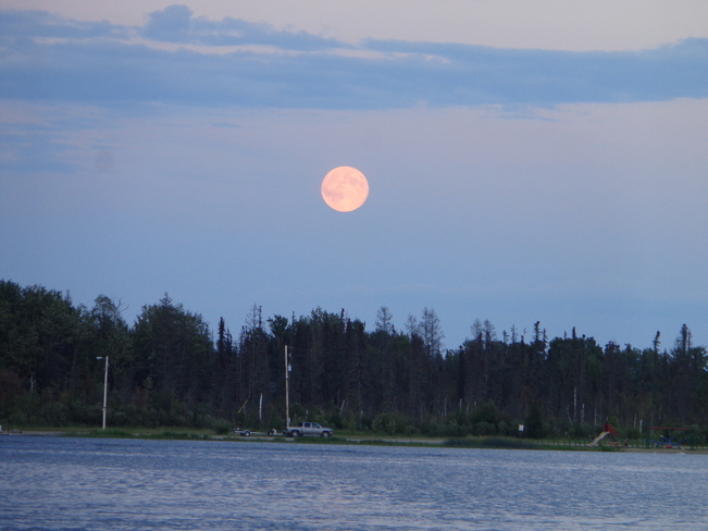 Super Moon Evening Caption Lac La Ronge I.R. 156, Saskatchewan Canada