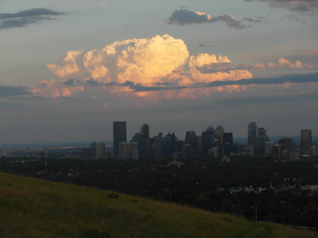 our city with the thunder cloud above Calgary, Alberta Canada