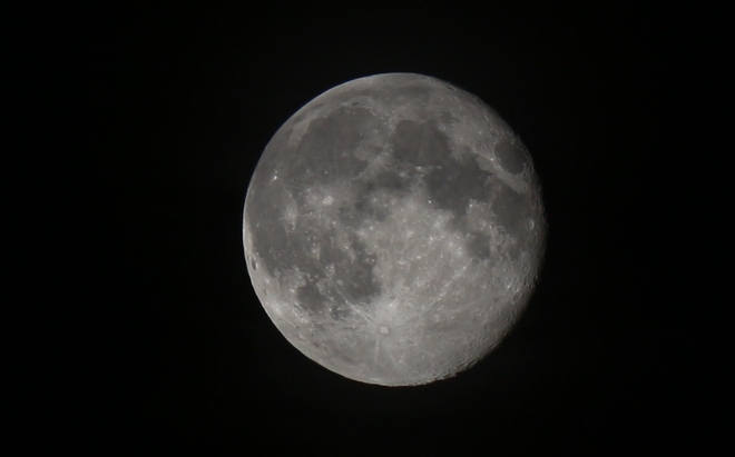 Waning moon - 97% full. Prince George, British Columbia Canada