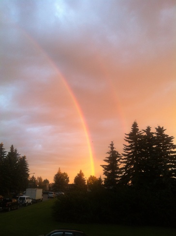 Dual Rainbows In The AM North Red Deer, Alberta Canada