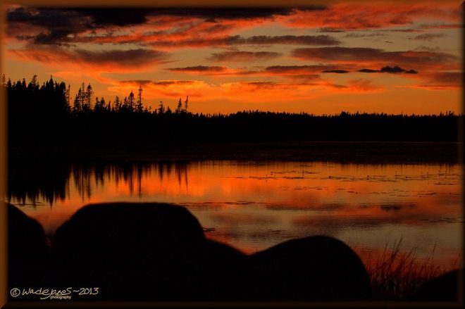 Flaming Sky and Water Gander, Newfoundland and Labrador Canada
