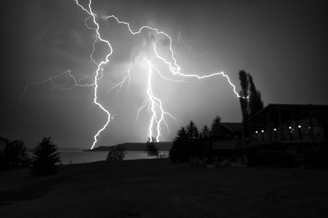 Lightning on Travers Reservoir Vulcan, Alberta Canada