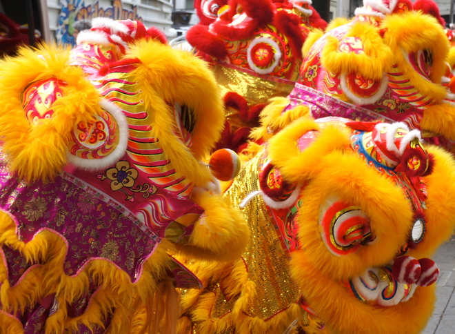 Lions Dancing in Chinatown San Francisco, California United States