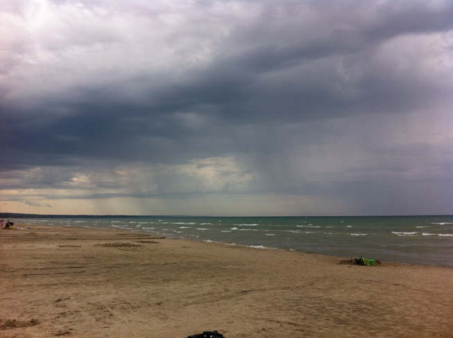 Rain over water Sauble Beach, Ontario Canada