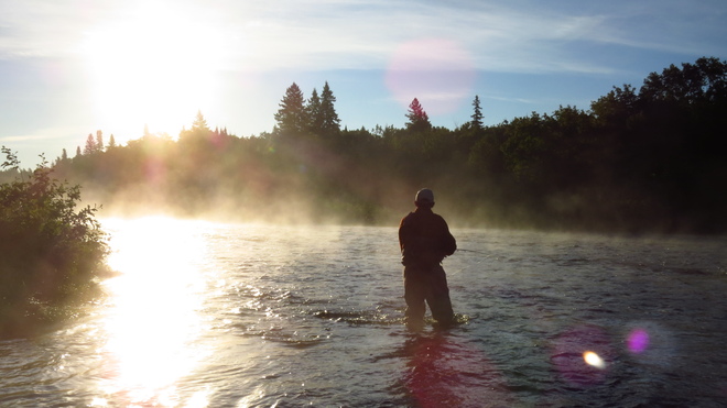 Fisherman on the river Renous, New Brunswick Canada
