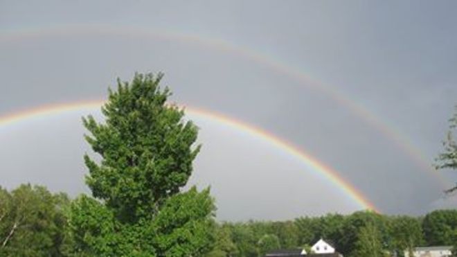 double rainbow Minto, New Brunswick Canada