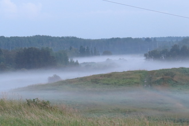 The fog drift in. Timmins, Ontario Canada