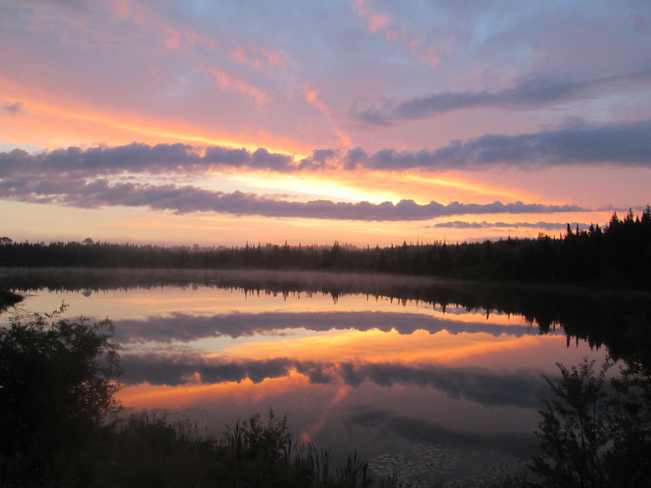Sunrise at un-named lake. Moonbeam, Ontario Canada