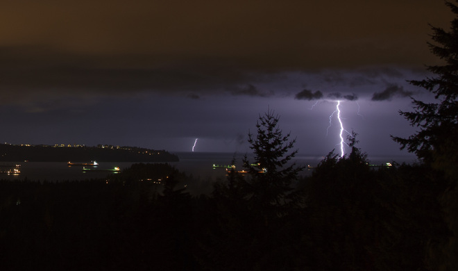 Lightning over the Strait of Georgia Vancouver, British Columbia Canada