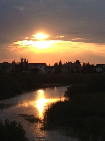 sun reflection sunset Kindersley, Saskatchewan Canada