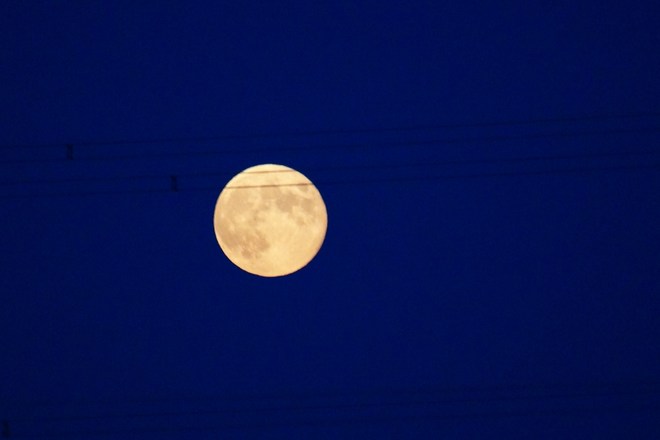 Full moon early in the night Zurich, Ontario Canada