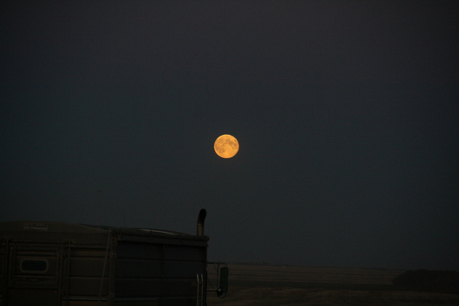 prairie harvest moon Humboldt, Saskatchewan Canada