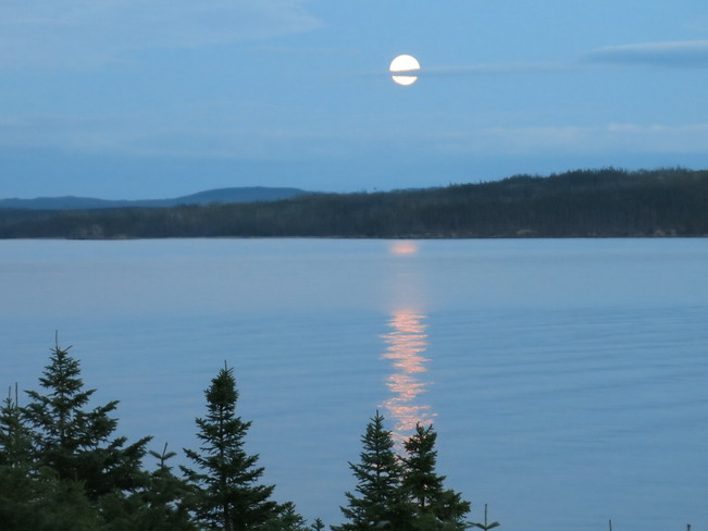 Harvest Moon reflected in Red Indian Lake Buchans, Newfoundland and Labrador Canada