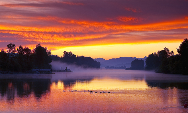 red sky in the morning sailor take warning Fort Langley, British Columbia Canada