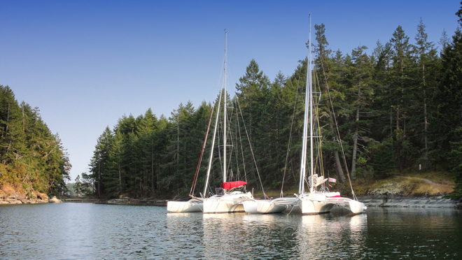 Anchoring with 6 Hulls Nanaimo, British Columbia Canada
