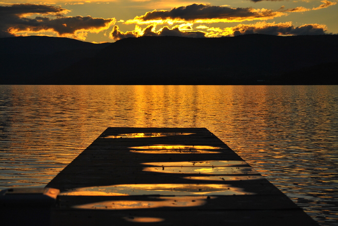 Sundown on the dock South Kelowna, British Columbia Canada