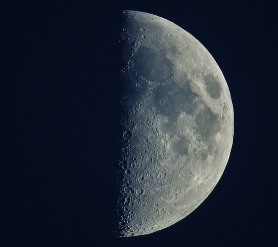 First quarter moon after a great day of weather. North Bay, Ontario Canada