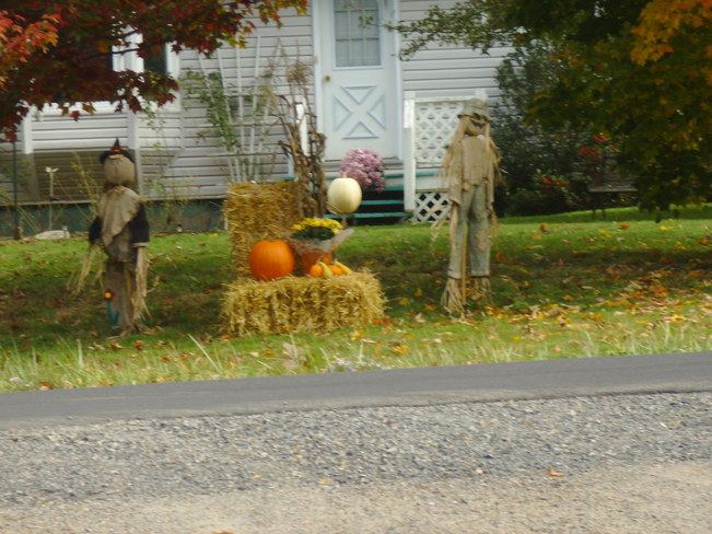 neighbors getting reay for halloween New Minas, Nova Scotia Canada
