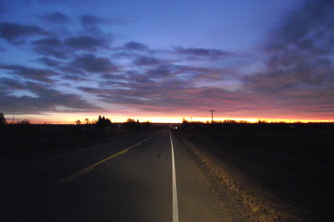 highway sunrise Blackfalds, Alberta Canada