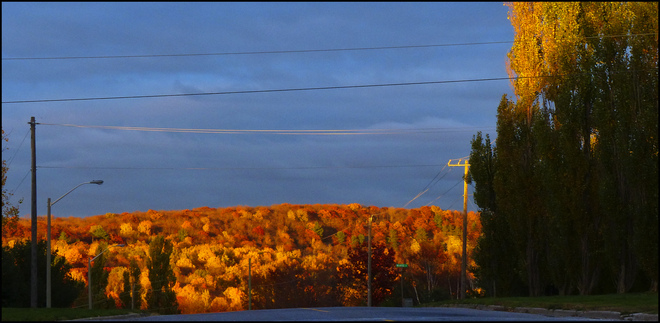 Esten Dr. looking at the hills at sunset. Elliot Lake, Ontario Canada