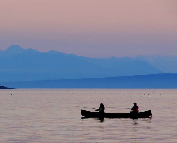 Fishing at sunset Royston, British Columbia Canada