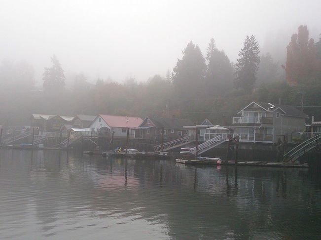 Fog in Cowichan Bay Cowichan Bay, British Columbia Canada