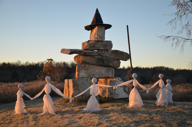 Spirits gather by ancient Inuksuk Kingston, Ontario Canada