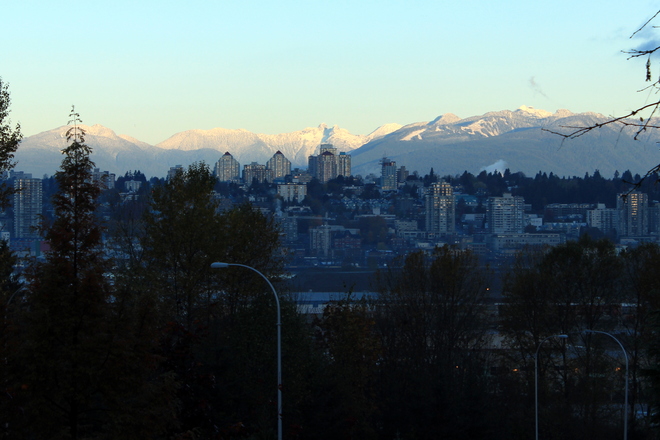sunrise on the mountains New Westminster, British Columbia Canada