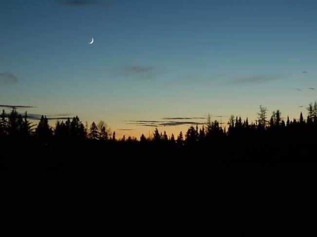 Crescent moon over Beaver Dam, NB Fredericton, New Brunswick Canada