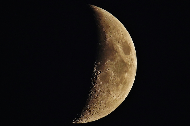 Waxing Crescent Moon over 'The Bay' North Bay, Ontario Canada
