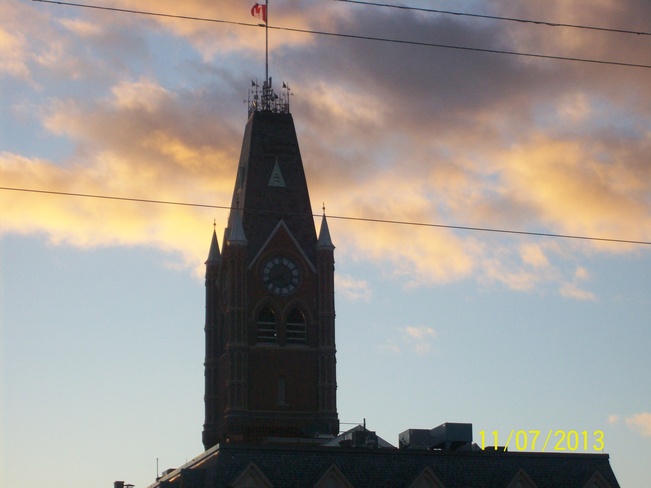 Lovely Evening Last night and these Clouds over City Hall said it all Belleville, Ontario Canada