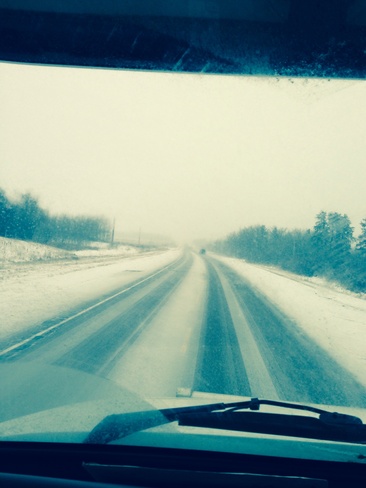 snowy roads Gibbons, Alberta Canada