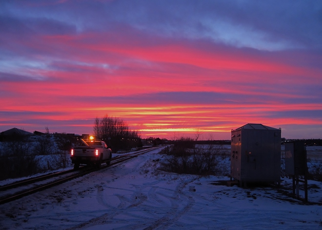 Sunset, CP Rail Truck Saskatoon, Saskatchewan Canada